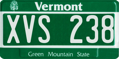 VT license plate XVS238