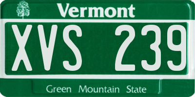 VT license plate XVS239