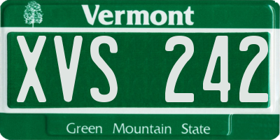 VT license plate XVS242