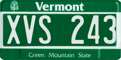 VT license plate XVS243