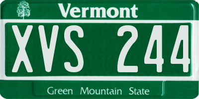 VT license plate XVS244