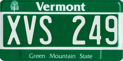 VT license plate XVS249