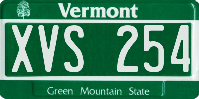 VT license plate XVS254