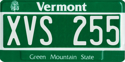 VT license plate XVS255