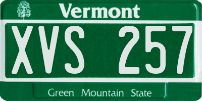 VT license plate XVS257