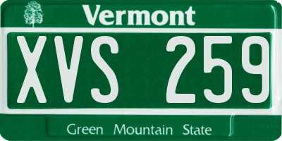 VT license plate XVS259