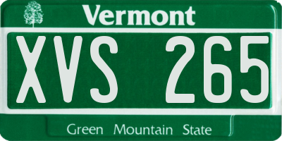 VT license plate XVS265