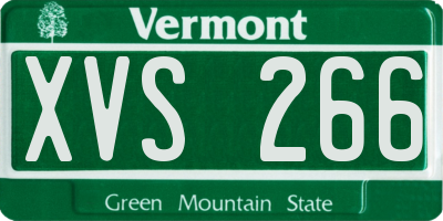 VT license plate XVS266