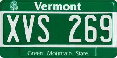 VT license plate XVS269