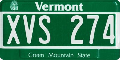 VT license plate XVS274