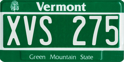 VT license plate XVS275
