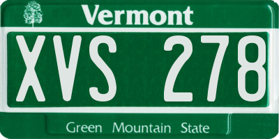 VT license plate XVS278