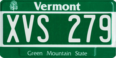 VT license plate XVS279