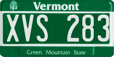 VT license plate XVS283
