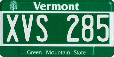 VT license plate XVS285