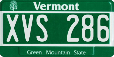 VT license plate XVS286