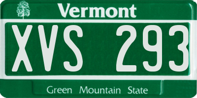 VT license plate XVS293