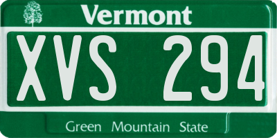VT license plate XVS294