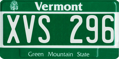 VT license plate XVS296