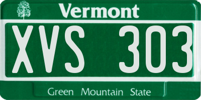 VT license plate XVS303