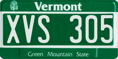 VT license plate XVS305
