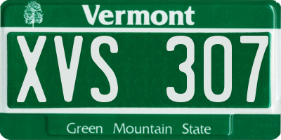 VT license plate XVS307