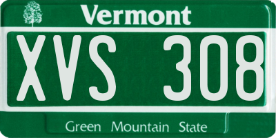 VT license plate XVS308