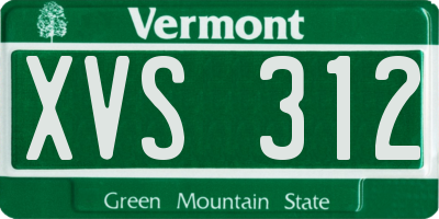 VT license plate XVS312