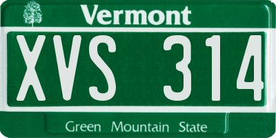 VT license plate XVS314