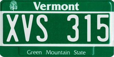 VT license plate XVS315