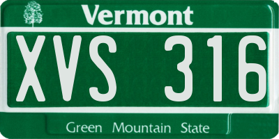 VT license plate XVS316