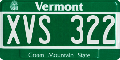 VT license plate XVS322
