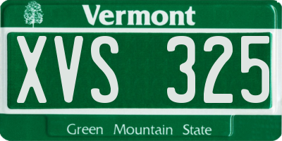 VT license plate XVS325