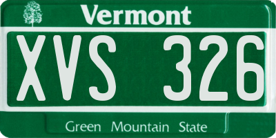 VT license plate XVS326