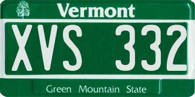 VT license plate XVS332