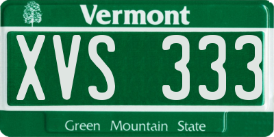 VT license plate XVS333
