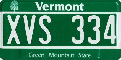 VT license plate XVS334