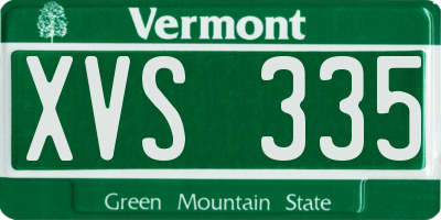VT license plate XVS335