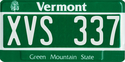 VT license plate XVS337