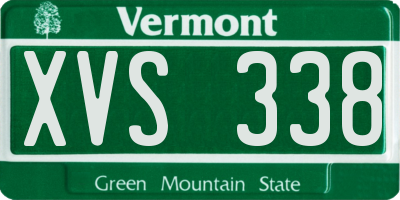VT license plate XVS338