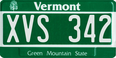 VT license plate XVS342