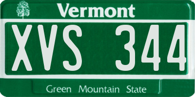 VT license plate XVS344