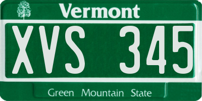 VT license plate XVS345