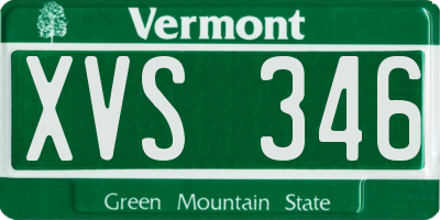 VT license plate XVS346