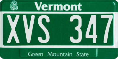 VT license plate XVS347