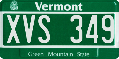 VT license plate XVS349