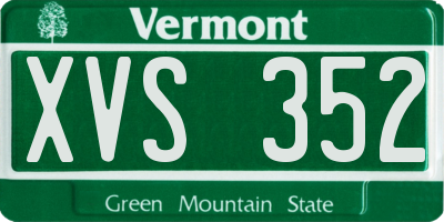 VT license plate XVS352