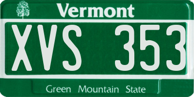 VT license plate XVS353