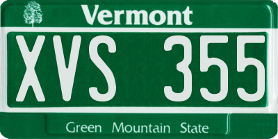 VT license plate XVS355