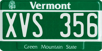 VT license plate XVS356